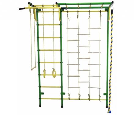 Детский спортивный комплекс ДСК "Пионер-С4Л" с комбинированной лестницей (пристеночный) зелено-желтый