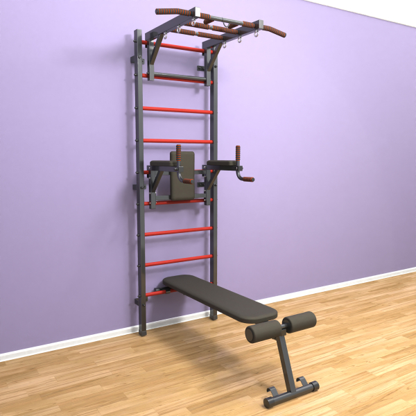 Шведская стенка «LittleSport» Graphite Long 3.0 красные ступени