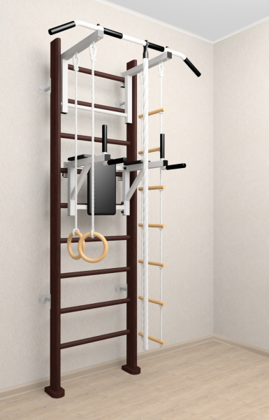 Деревянная шведская стенка Sv Sport 904в (Турник стандарт/Брусья/Канат/Кольца/Лестница)