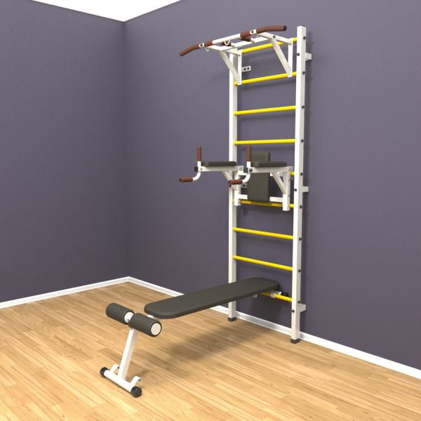 Шведская стенка «LittleSport» White Pull-Up 3.0 желтые ступени