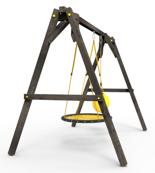 Деревянные качели Пикник 2 "Блэк" (качели гнездо 1м + качели шар)