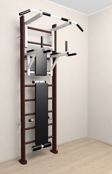 картинка Деревянная шведская стенка Sv Sport 905в (Турник стандарт/Брусья/Скамья) от магазина Лазалка