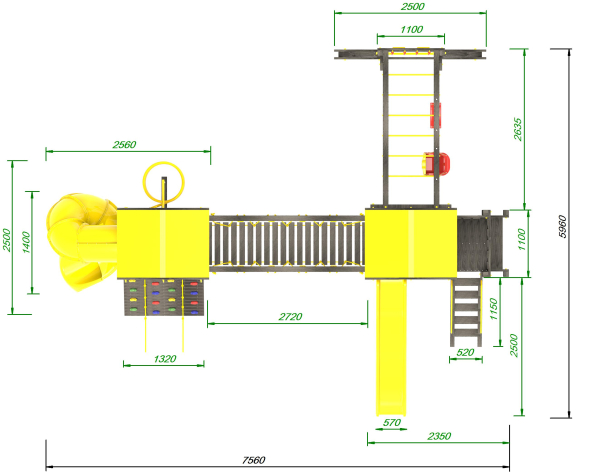 Детская площадка Пикник "Black" Кракен с винтовой трубой