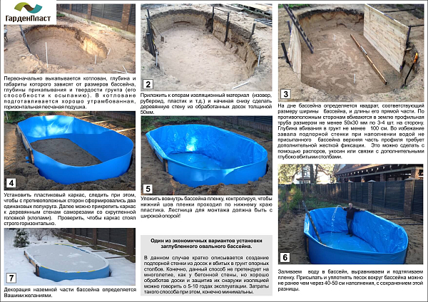картинка Бассейн ГарденПласт овальный 7.0х3.5м. глубина 1.5м от магазина Лазалка