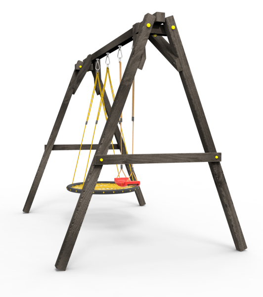 Деревянные качели Пикник 2 "Блэк" (качели гнездо 1м + качели долька)