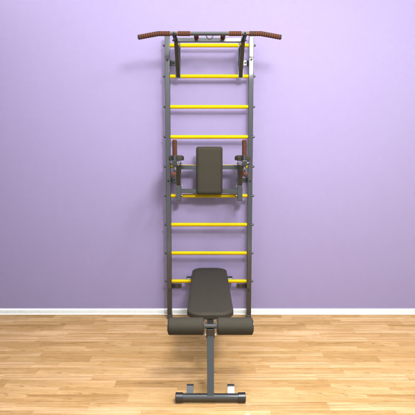 картинка Шведская стенка «LittleSport» Graphite Pull-Up 3.0 желтые ступени от магазина Лазалка