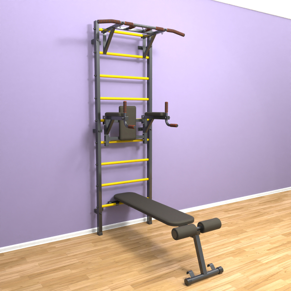 картинка Шведская стенка «LittleSport» Graphite Pull-Up 3.0 желтые ступени от магазина Лазалка