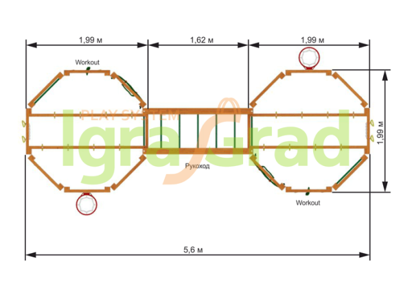 картинка Детский спортивный комплекс "WorkOut Double" от магазина Лазалка