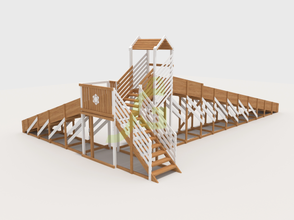 Зимняя деревянная горка "IgraGrad Snow Fox 12 м" с двумя скатами мод.724